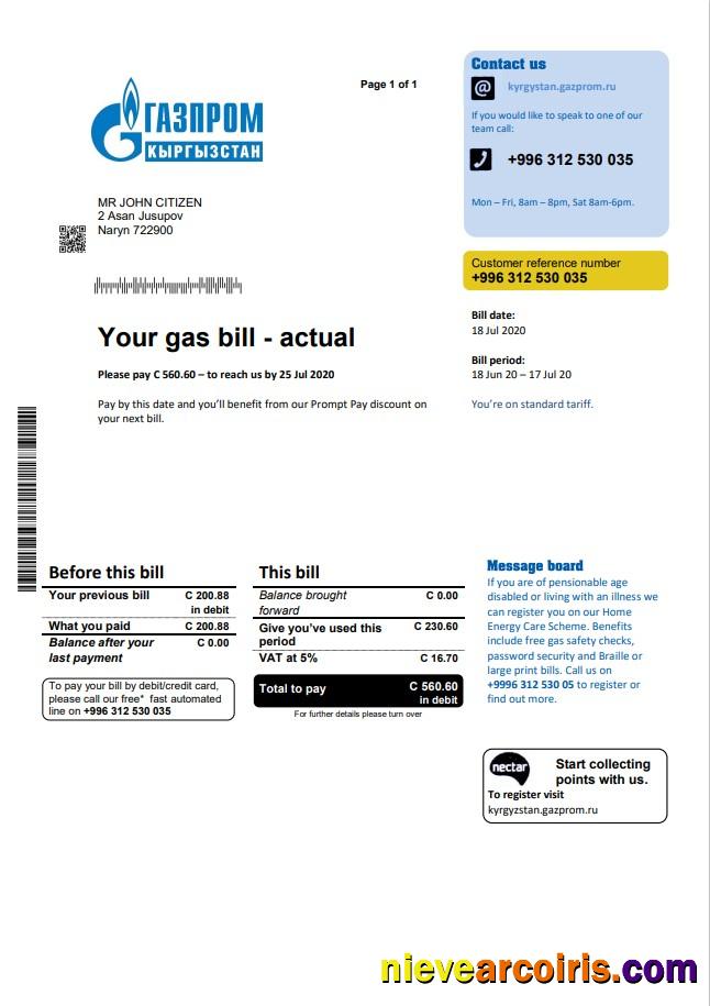 Kyrgyzstan Gazprom utility bill